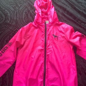 a pink windbreaker